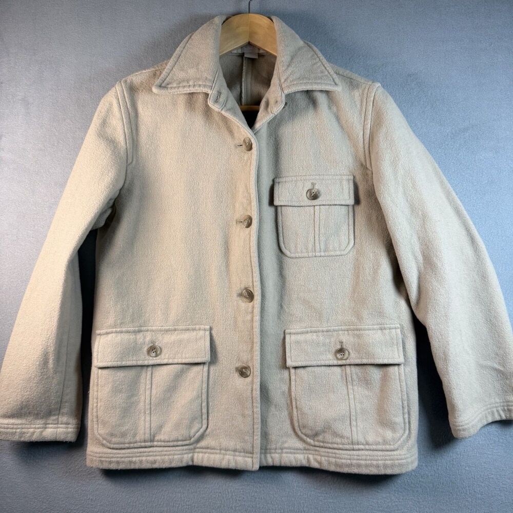 J.Crew Wool Blend Safari Chore Jacket Women’s Small Tan Field Coat 3 Pocket